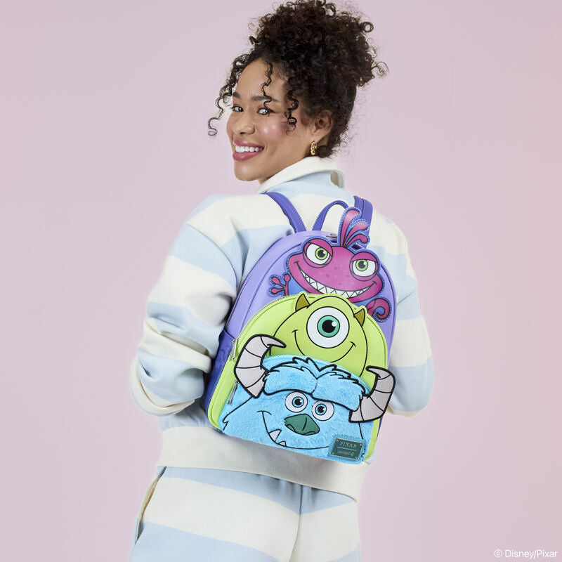Loungefly Disney Sulley, Mike and Randall Triple Pocket Mini Backpack