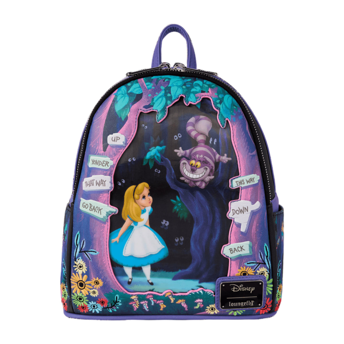 Loungefly Alice in Wonderland Tulgey Wood Lenticular Mini Backpack with Adjustable Strap