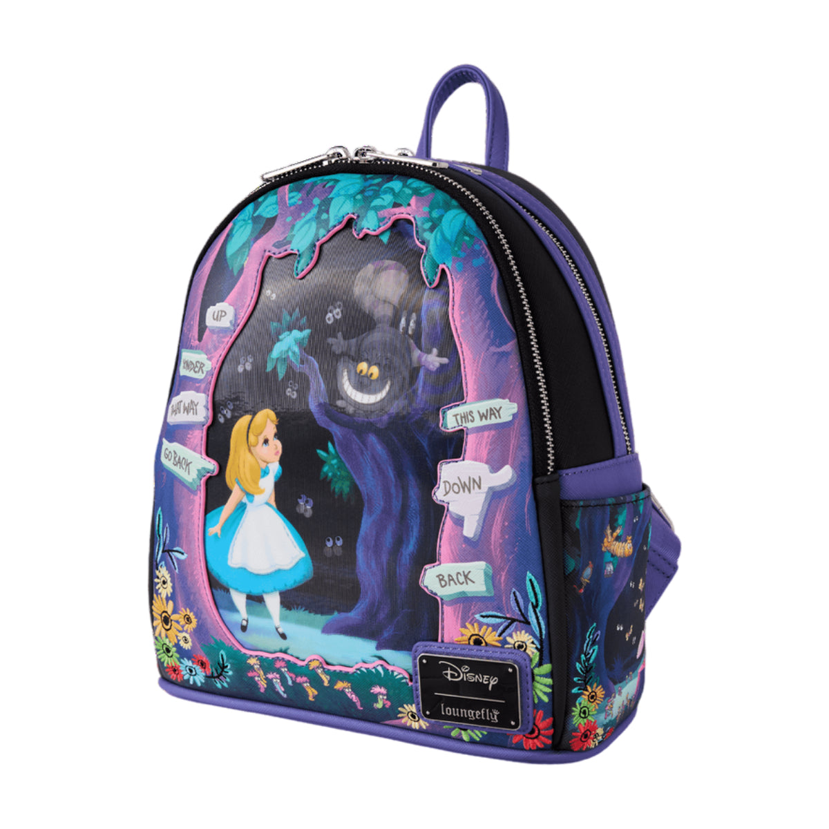Loungefly Alice in Wonderland Tulgey Wood Lenticular Mini Backpack with Adjustable Strap