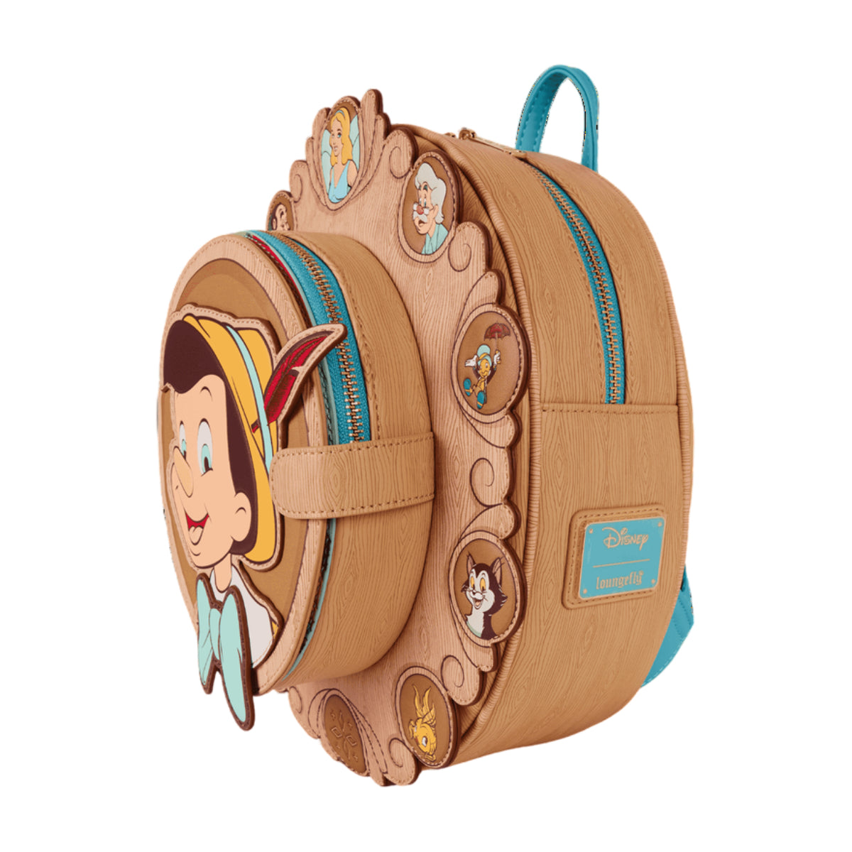 Loungefly Pinocchio Cameo Mini Backpack with Adjustable Strap - Brown