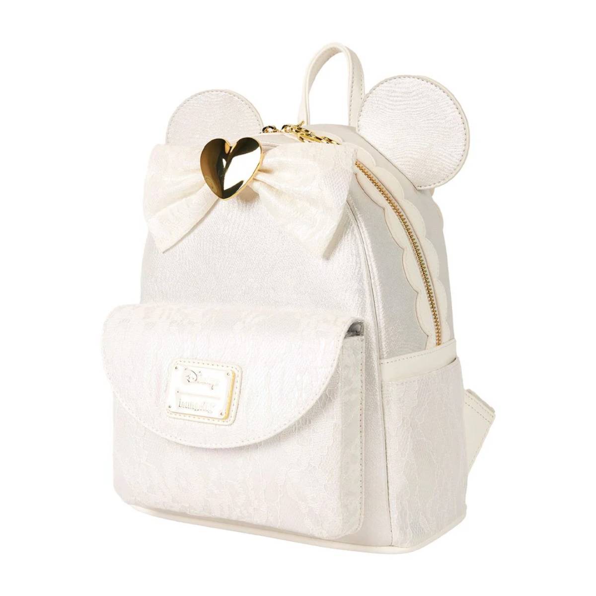 Loungefly Disney Minnie Mouse Iridescent Lace Wedding Mini Backpack - White