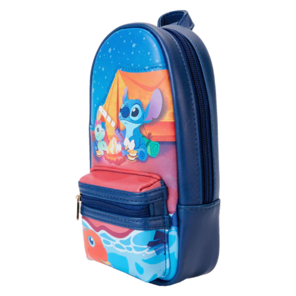 Loungefly Lilo and Stitch Camping Cuties Mini Backpack with Pencil Case - Blue