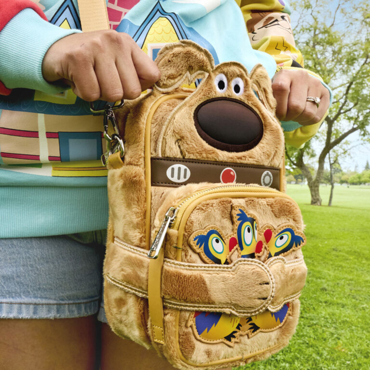 Loungefly Pixar Up 15th Anniversary Dug Crossbuddies Cosplay Crossbody Bag with Adjustable Strap - Brown