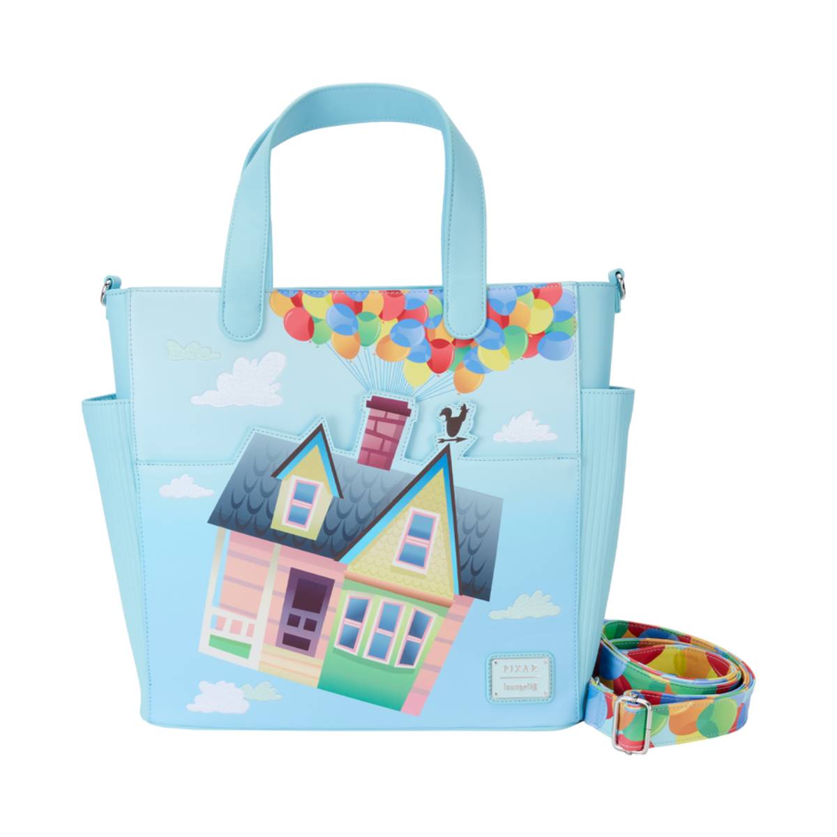Loungefly Up 15th Anniversary Balloon House Convertible Backpack and Tote Crossbody Bag - Blue