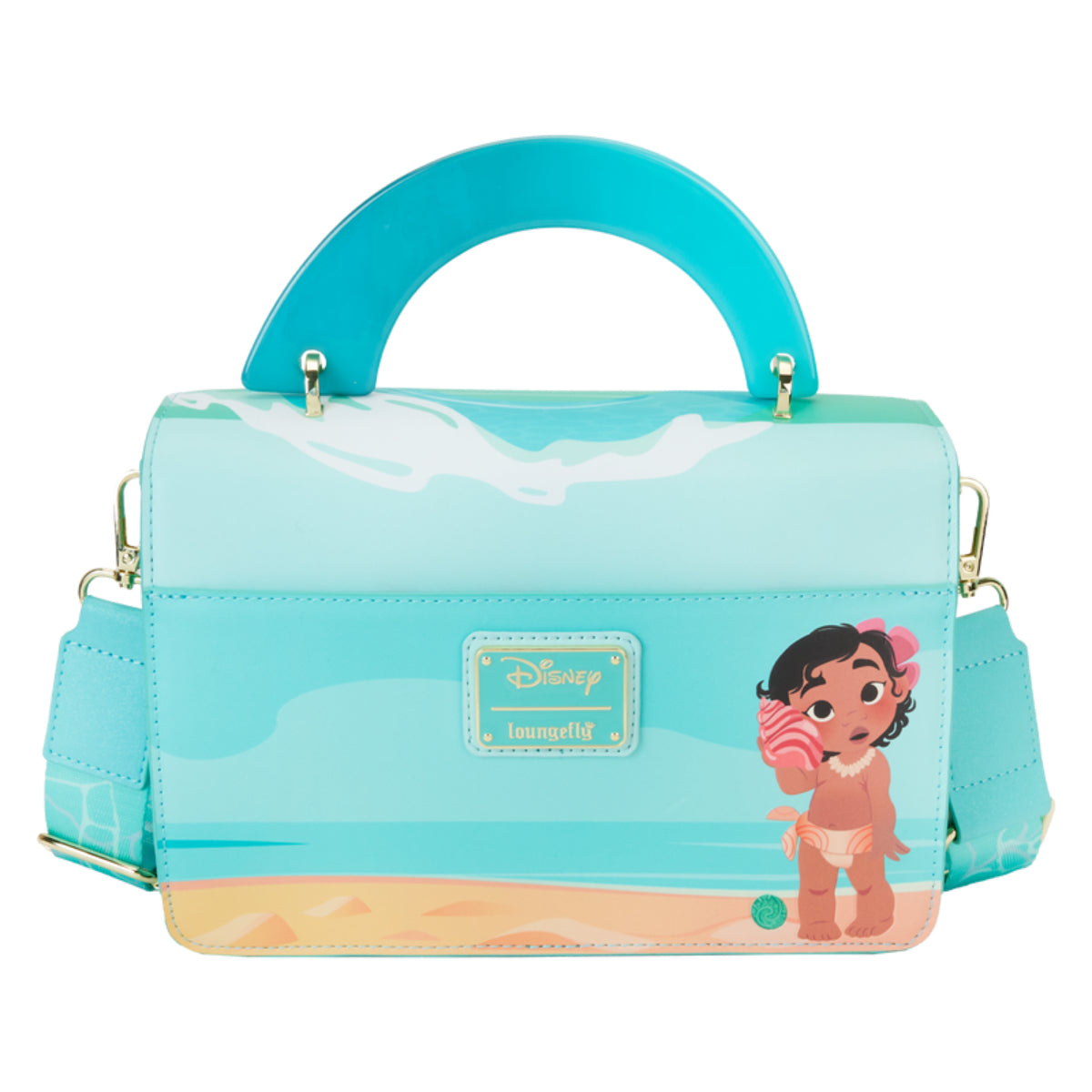 Loungefly Disney Young Moana Ocean Wave Crossbody Bag with Adjustable Strap - Blue