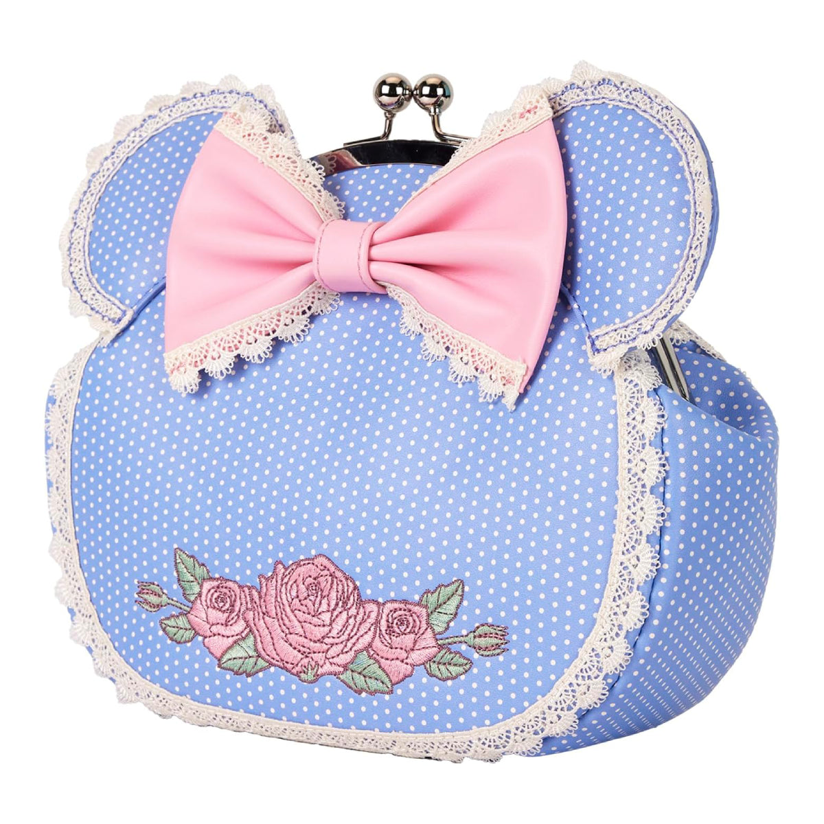 Loungefly Disney Minnie Floral and Lace Kisslock Crossbody Bag - Blue
