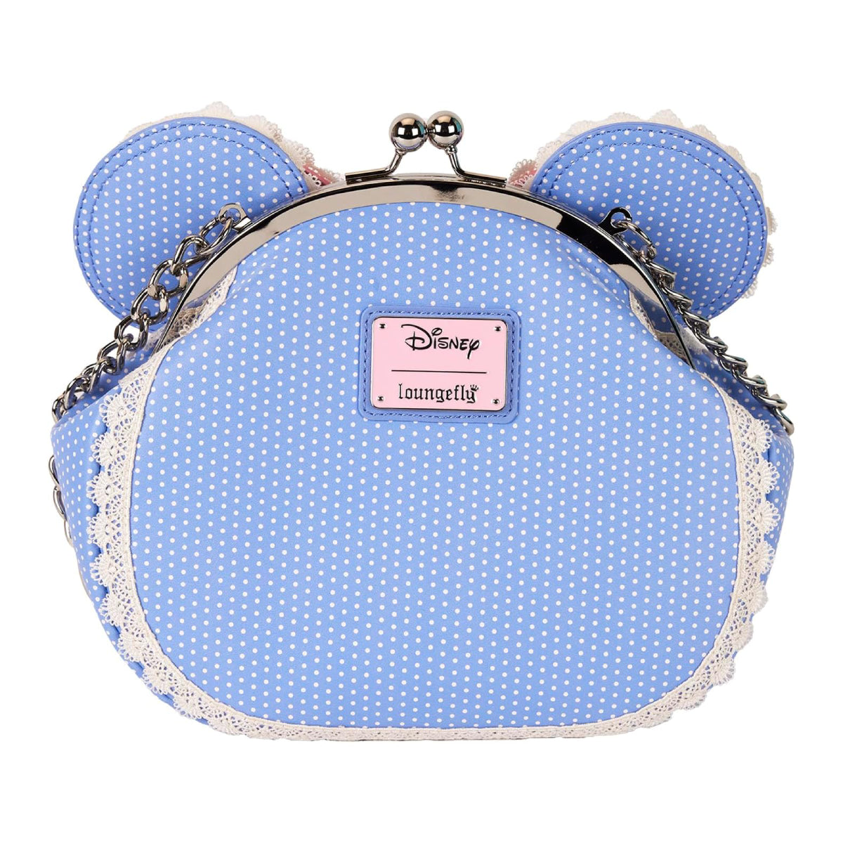 Loungefly Disney Minnie Floral and Lace Kisslock Crossbody Bag - Blue
