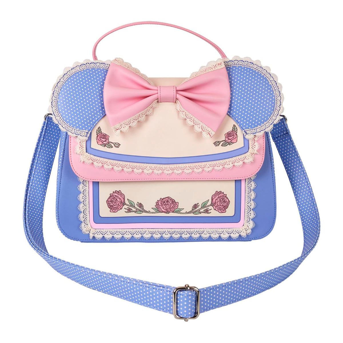 Loungefly Disney Minnie Floral and Lace Ears Crossbody Bag - Beige/Blue