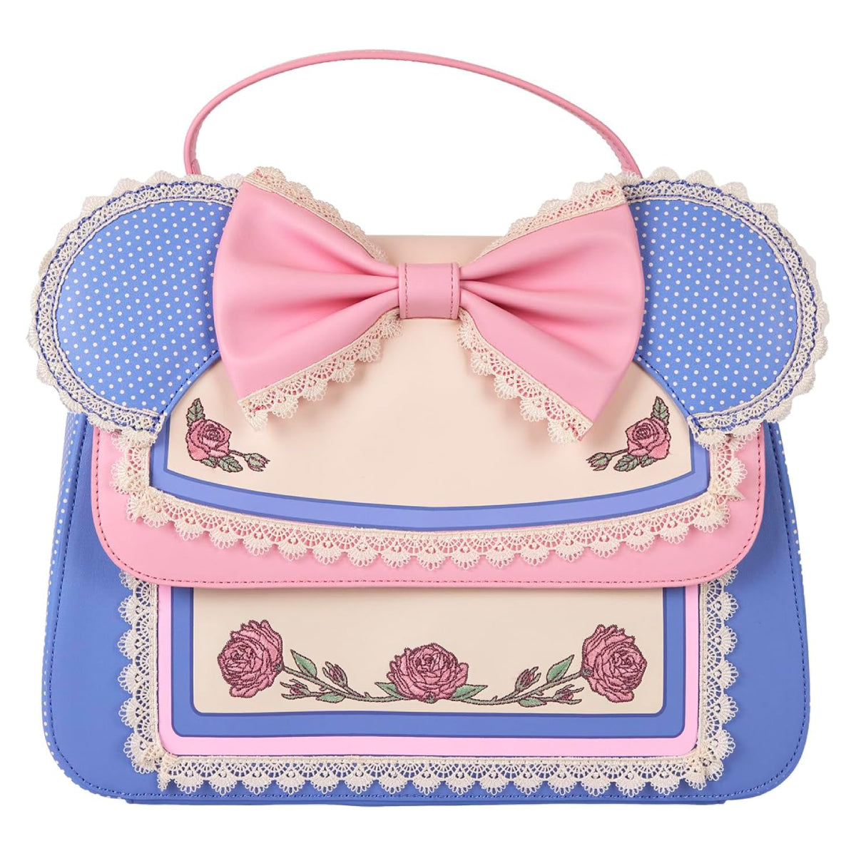 Loungefly Disney Minnie Floral and Lace Ears Crossbody Bag - Beige/Blue
