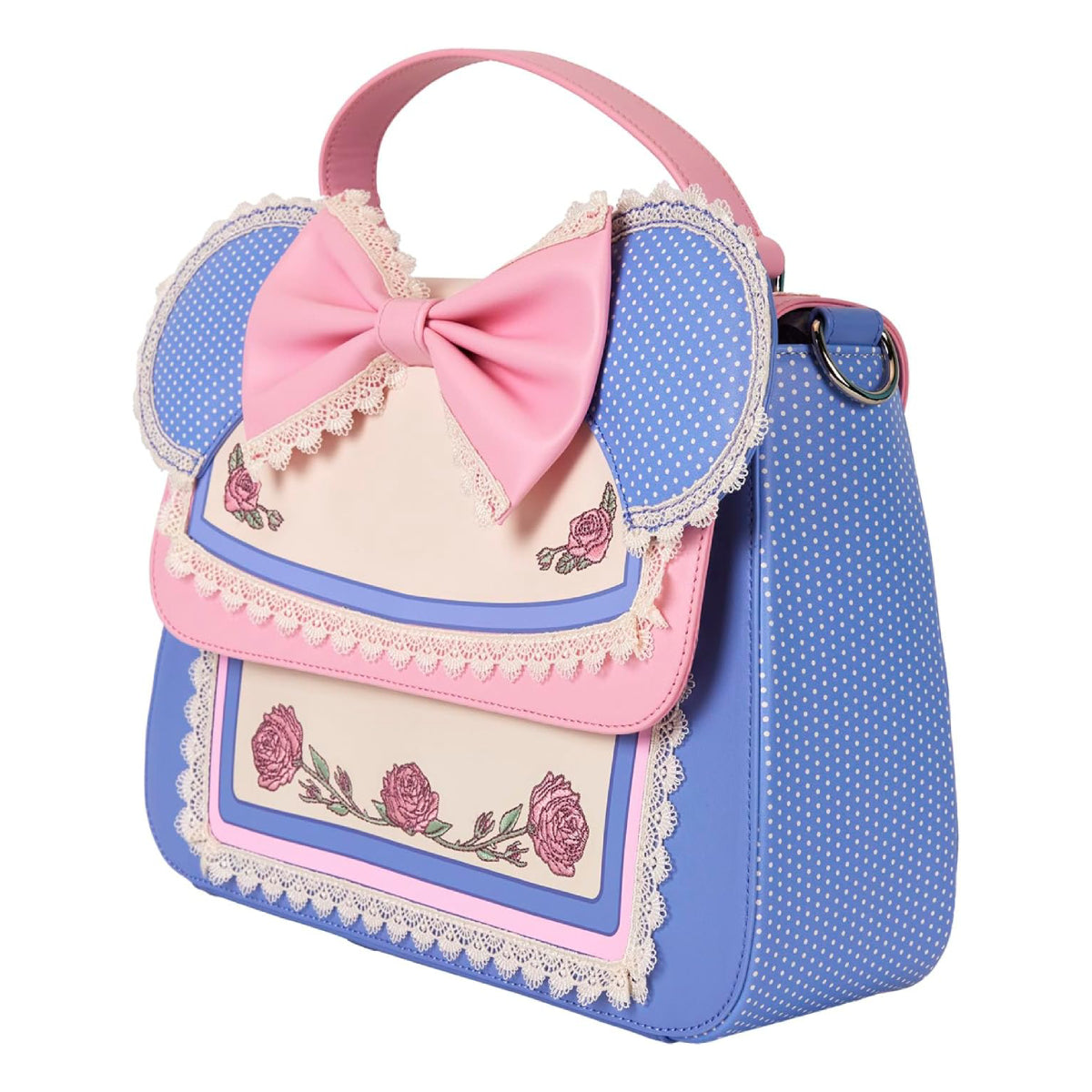 Loungefly Disney Minnie Floral and Lace Ears Crossbody Bag - Beige/Blue