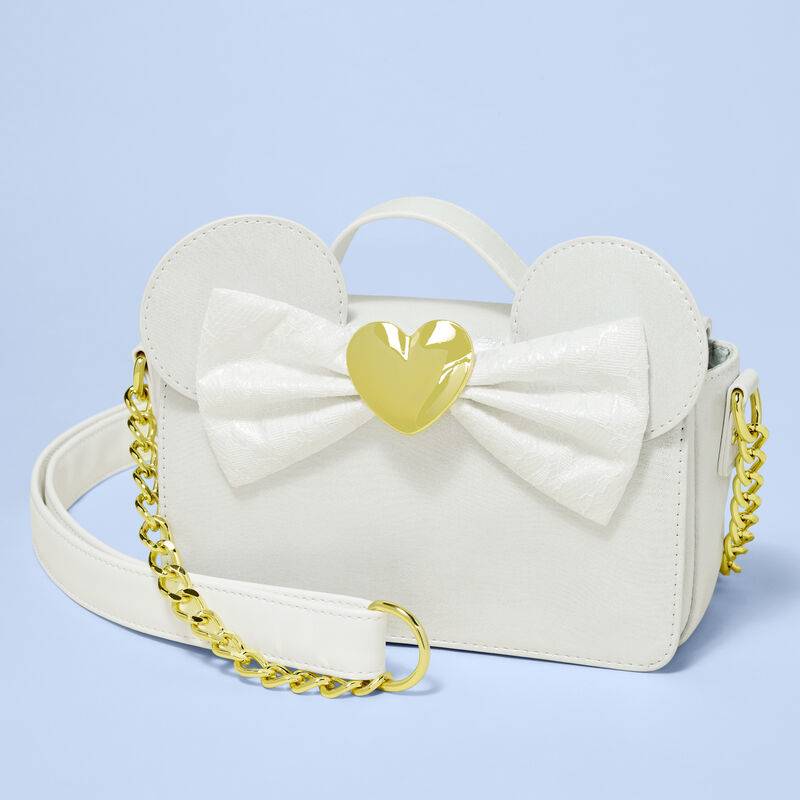 Loungefly Disney Minnie Mouse Iridescent Lace Wedding Crossbody Bag - White