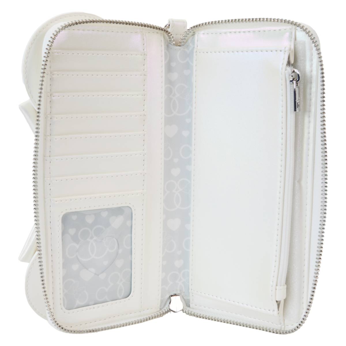 Loungefly Disney Minnie Mouse Iridescent Wedding Zip Around Wristlet Wallet - White