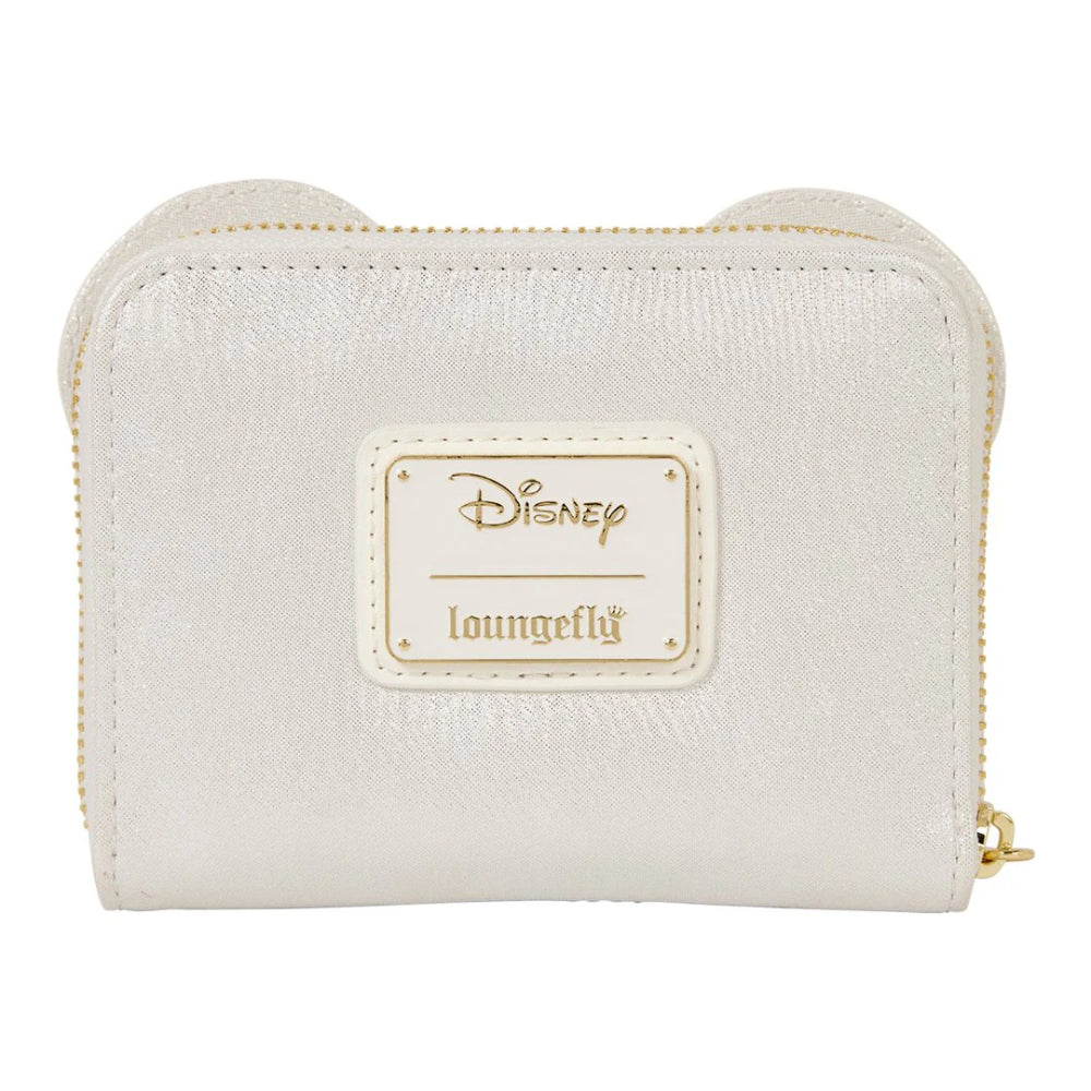 Loungefly Disney Minnie Mouse Iridescent Lace Wedding Zip Around Wallet - White