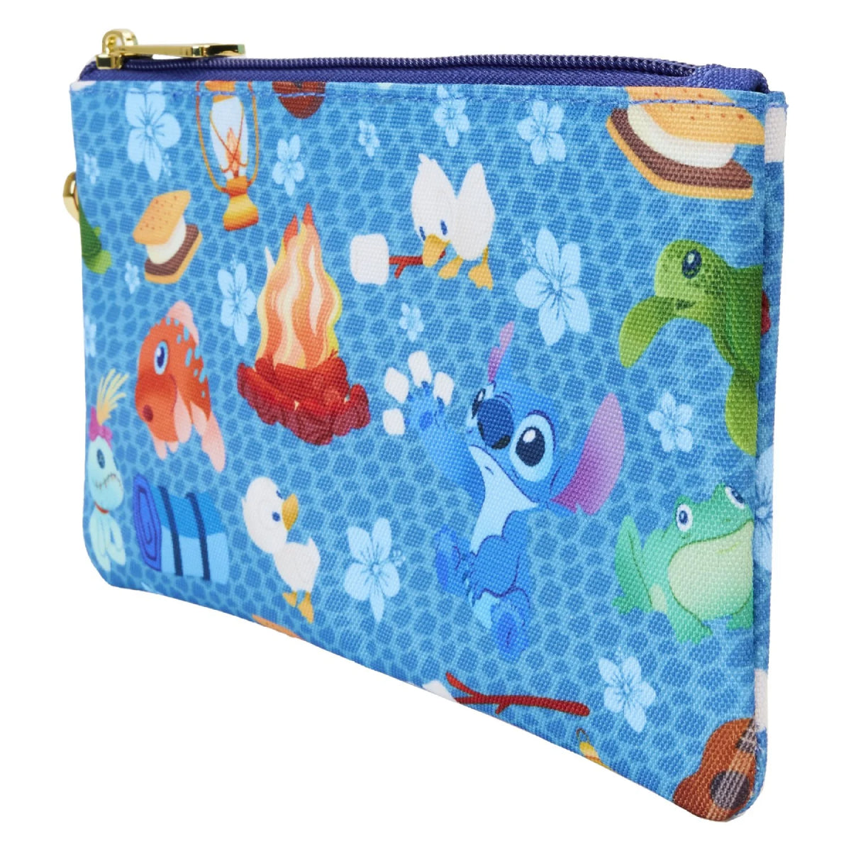 Loungefly Disney Lilo & Stitch Camping Cuties Allover Print Wristlet - Blue