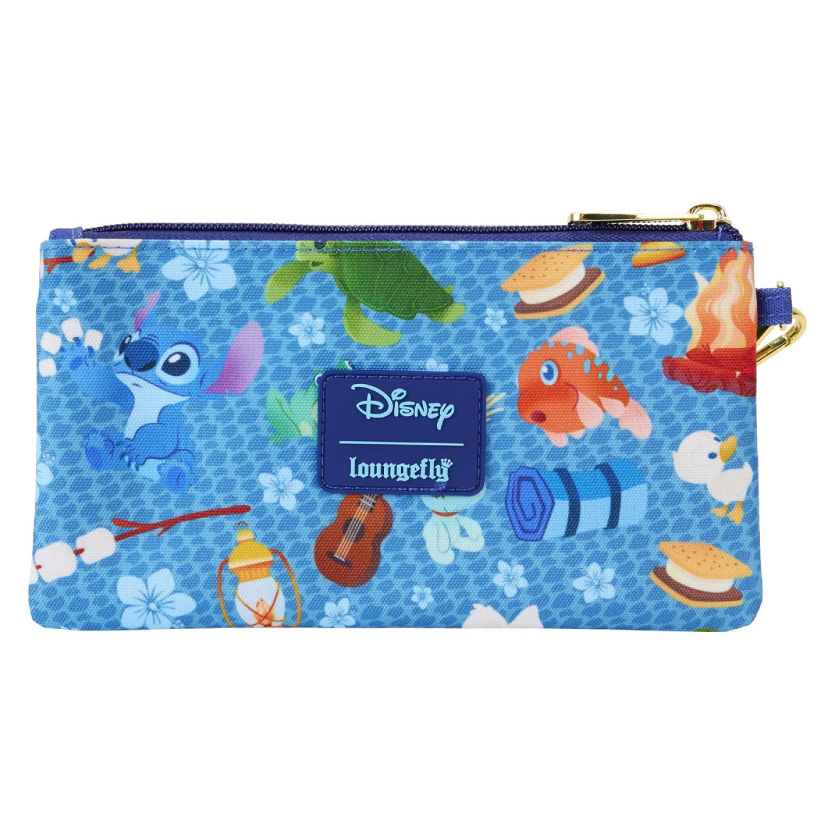 Loungefly Disney Lilo & Stitch Camping Cuties Allover Print Wristlet - Blue