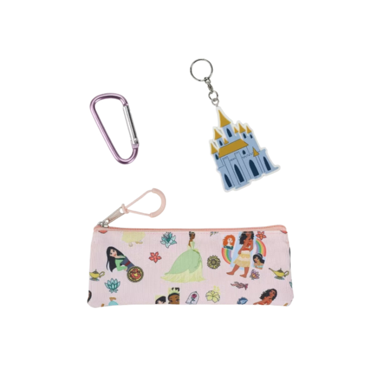 Bioworld Disney Princesses 16" kids girls Adaptive Backpack & Lunch Box Combo Set (4-Piece) - Pink