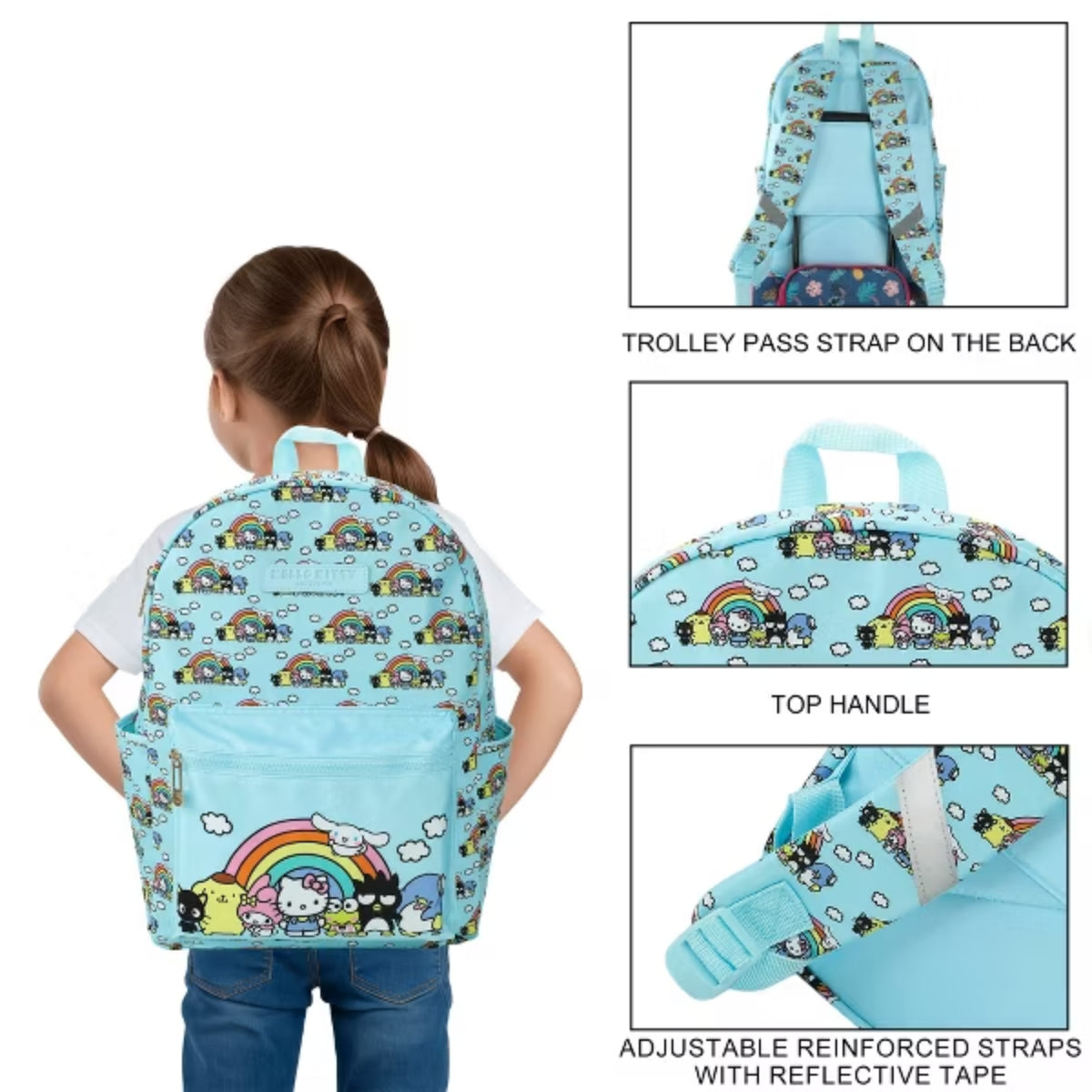 Bioworld Hello Kitty And Friends Favorite Characters 16.5" Adult Travel Backpack - Blue