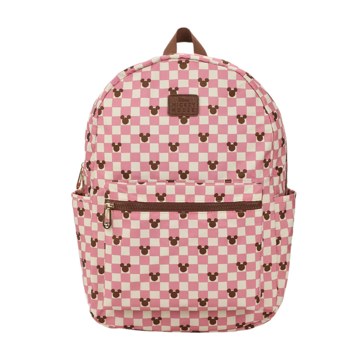 Bioworld Disney Mickey Mouse Checkered 16.5" Adult Travel Backpack - Pink