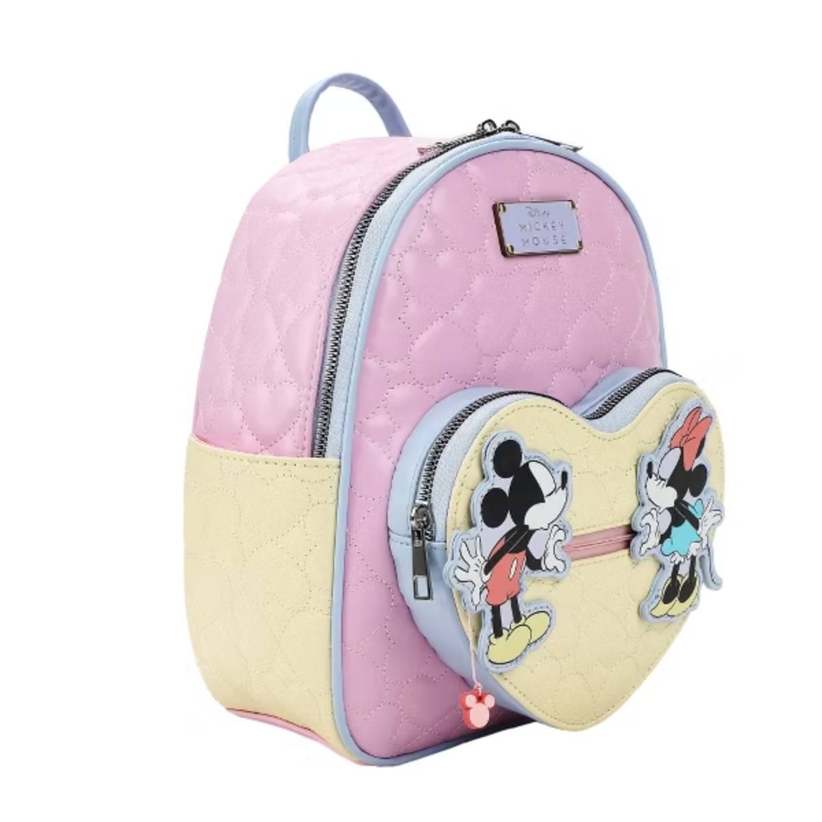 Disney Mickey Mouse and Minnie Mouse 10.5" Adult Mini Backpack with Movable Characters - Pink