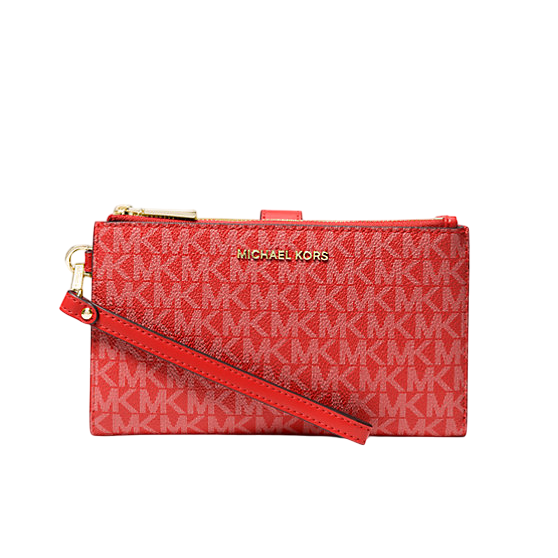 Michael Kors Jet Set Signature Logo Wristlet - Red