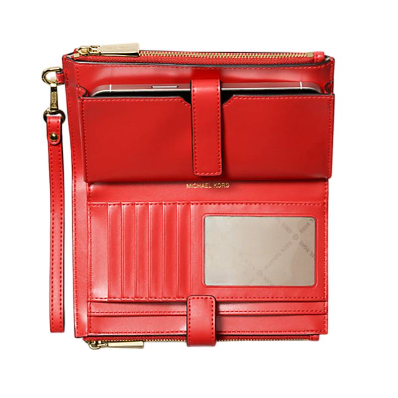 Michael Kors Jet Set Signature Logo Wristlet - Red