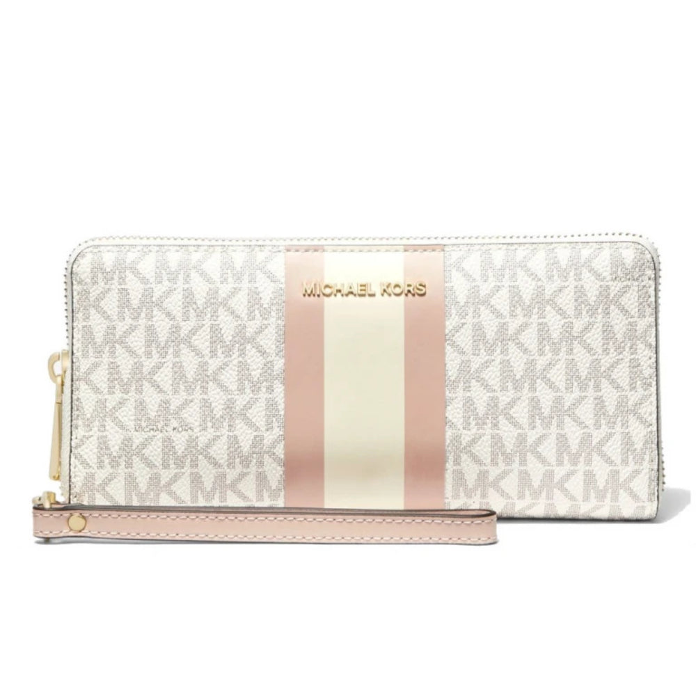 Michael Kors Women's Jet Set Travel Continental Bifold Wristlet - Pink/Beige