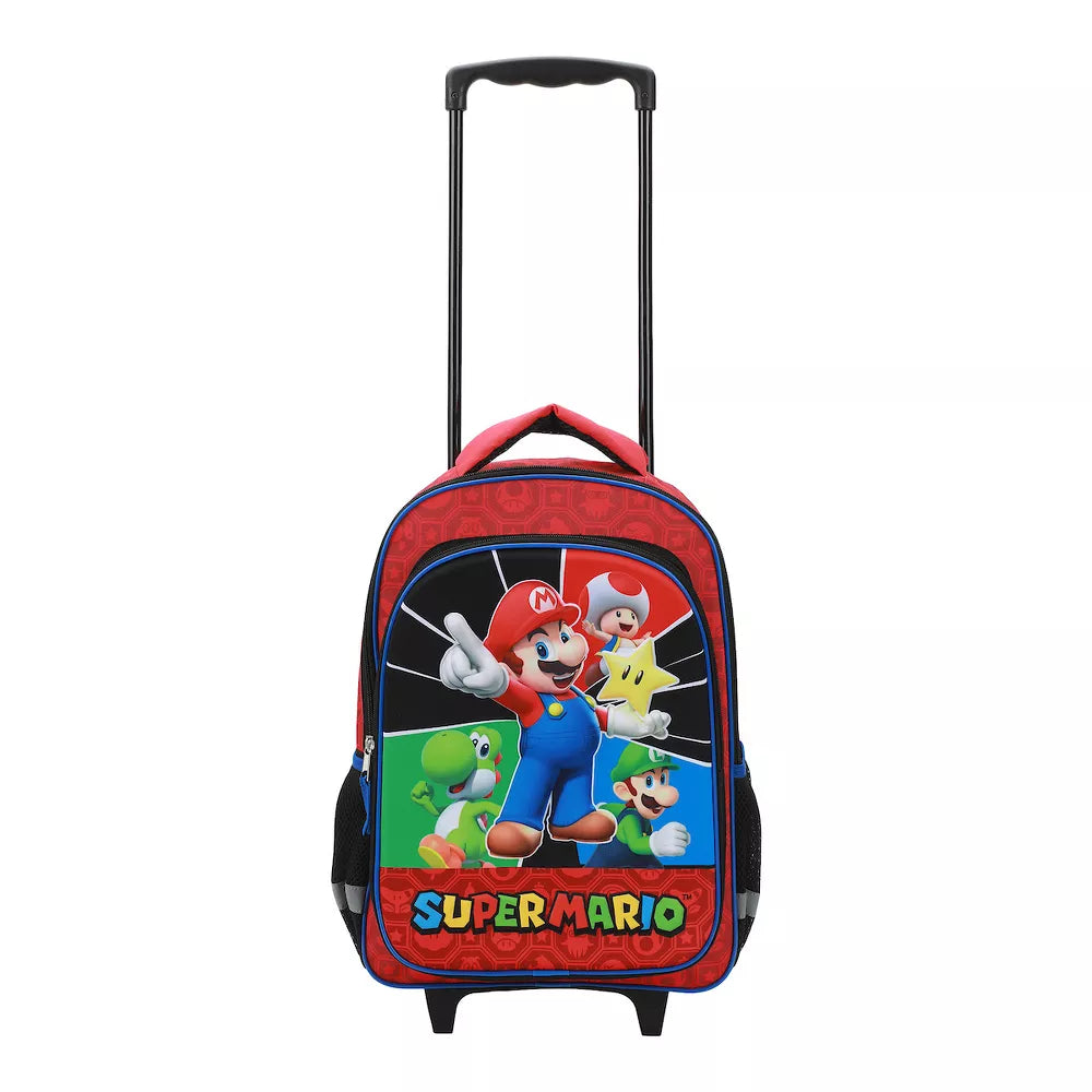 Super Mario Bros 16" Youth Trolley Backpack with Rolling Wheels