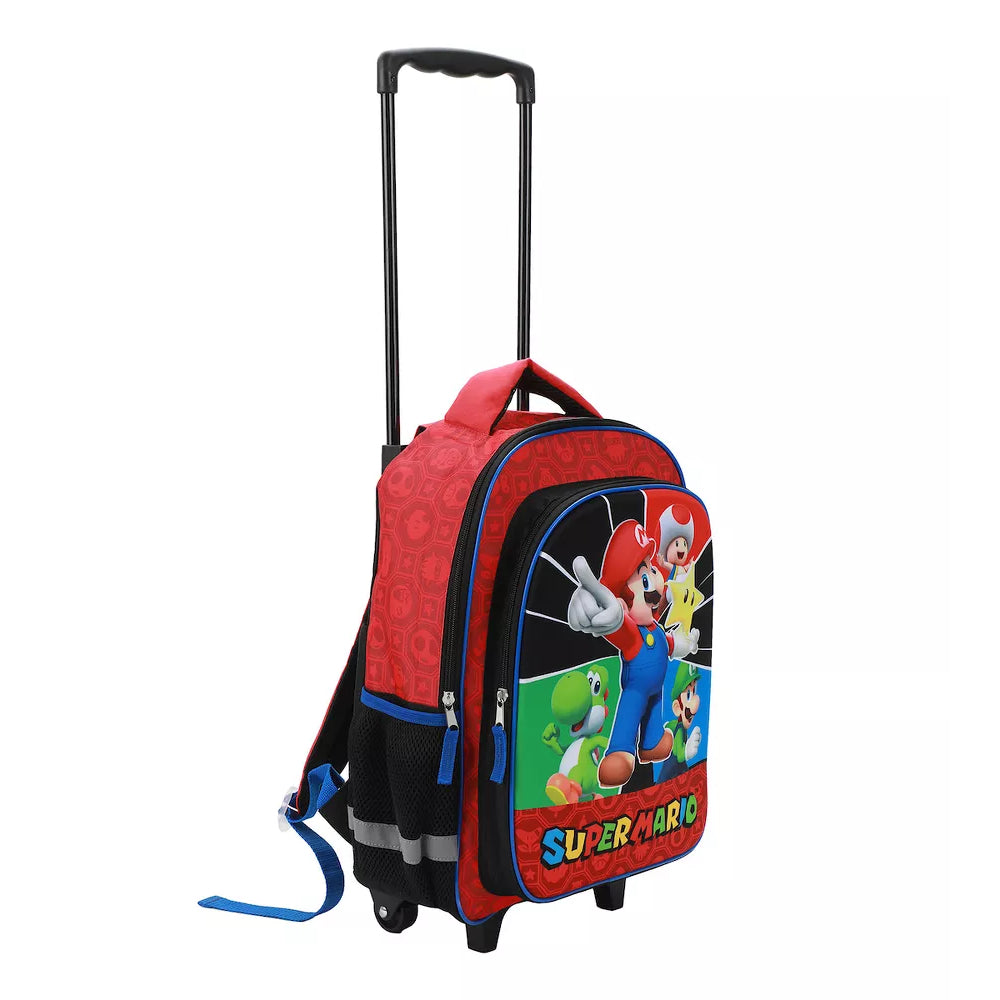 Super Mario Bros 16" Youth Trolley Backpack with Rolling Wheels
