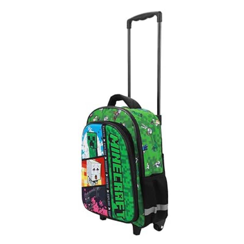 Bioworld Minecraft 16" Rolling Backpack with Handle - Green