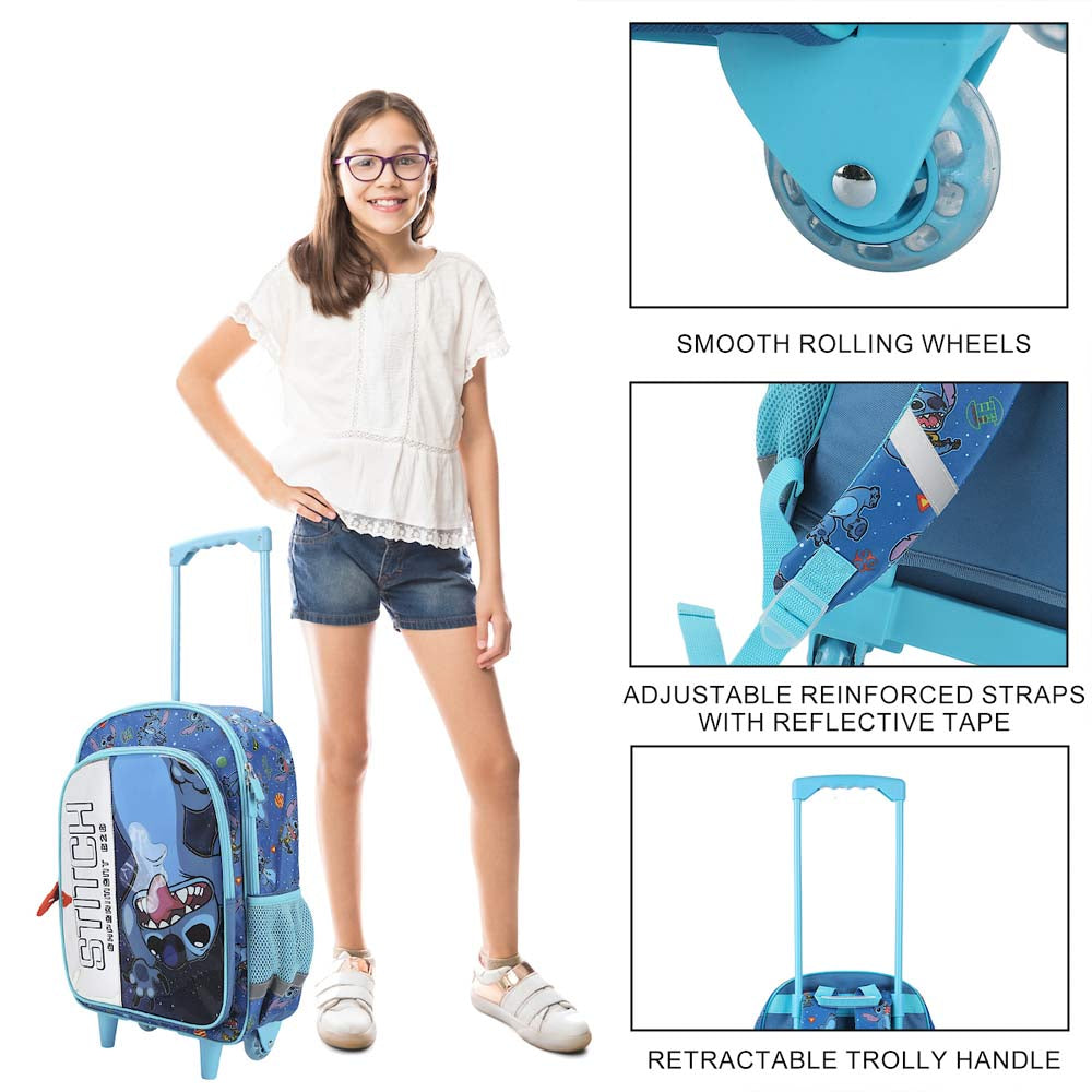 Disney Lilo & Stitch 20" Youth Trolley Backpack with Rolling Wheels - Blue