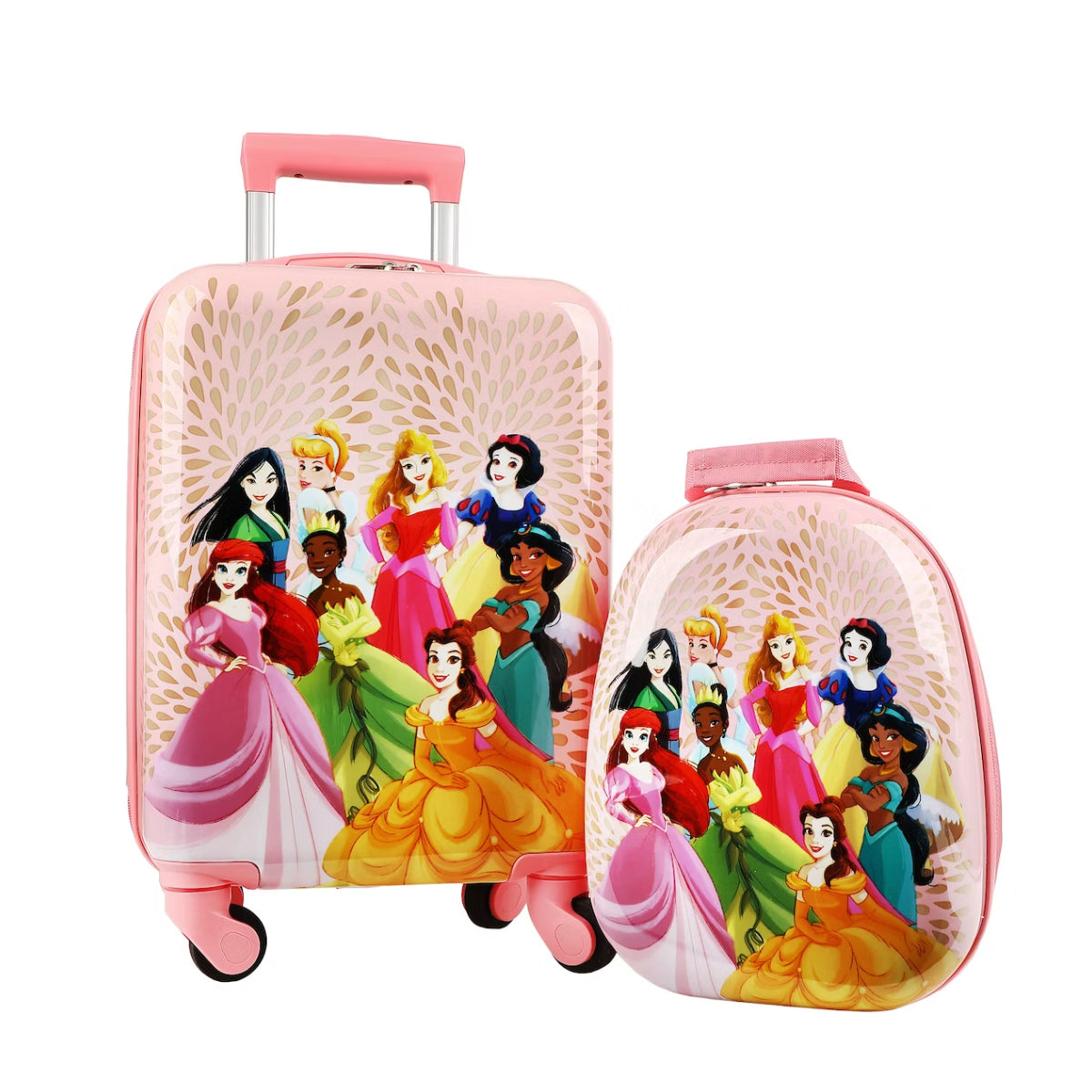 Bioworld Disney Princess Character Art Backpack and Luggage Set (2-Piece) - Pink