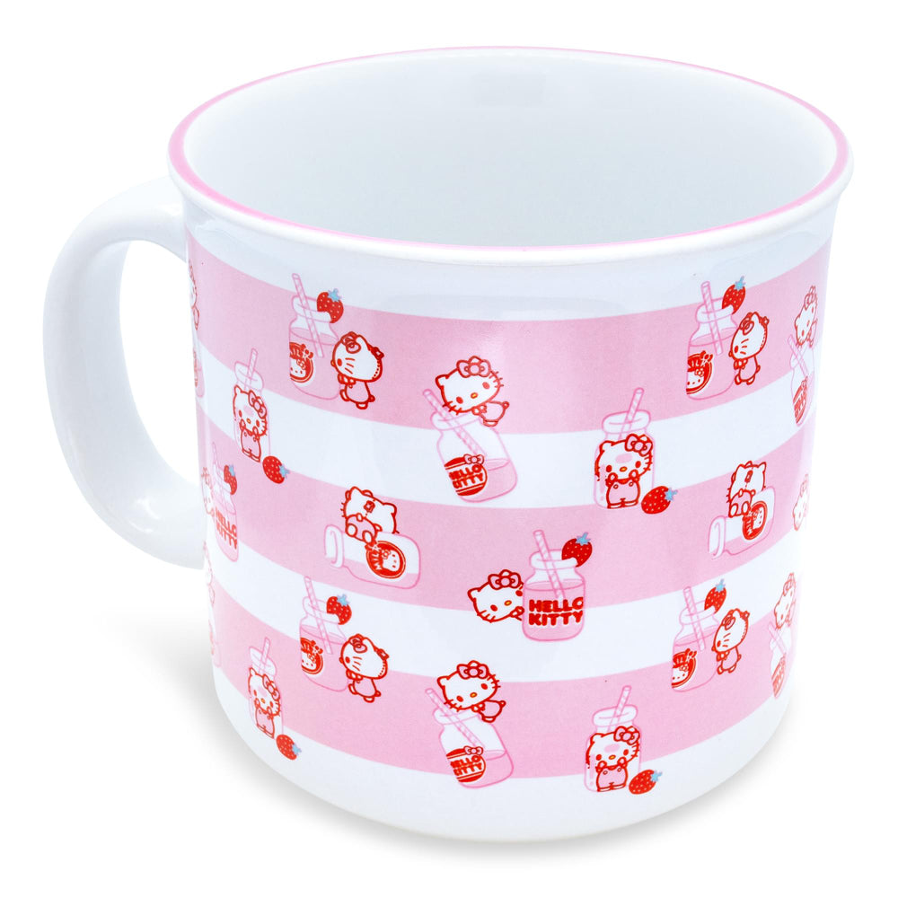 Sanrio Hello Kitty Strawberry Milk 20 oz Ceramic Camper Mug - White/Pink