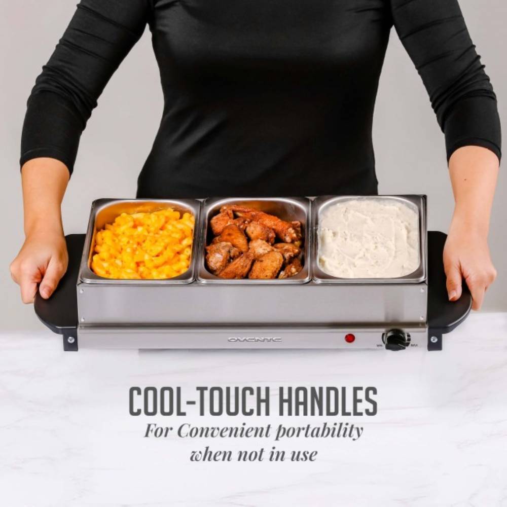 Ovente FW173S Electric Buffet Server with Warming Tray - Silver