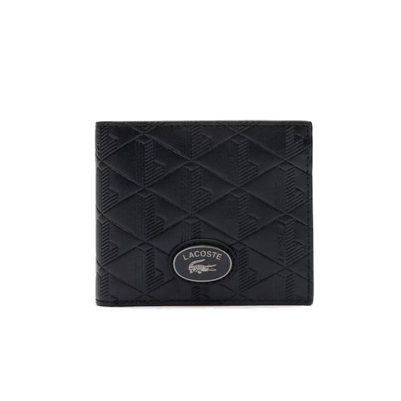 Lacoste Men's Medium Monogram Bifold Wallet - Black