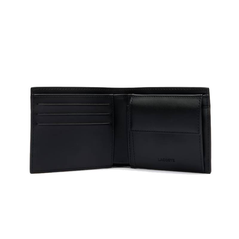 Lacoste Men's Medium Monogram Bifold Wallet - Black