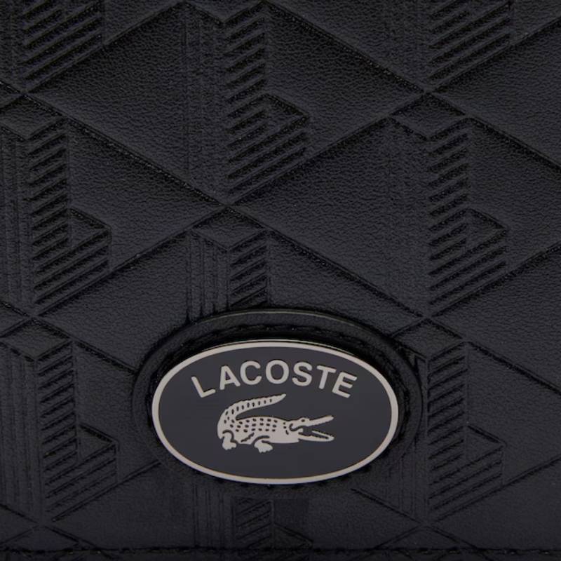 Lacoste Men's Medium Monogram Bifold Wallet - Black