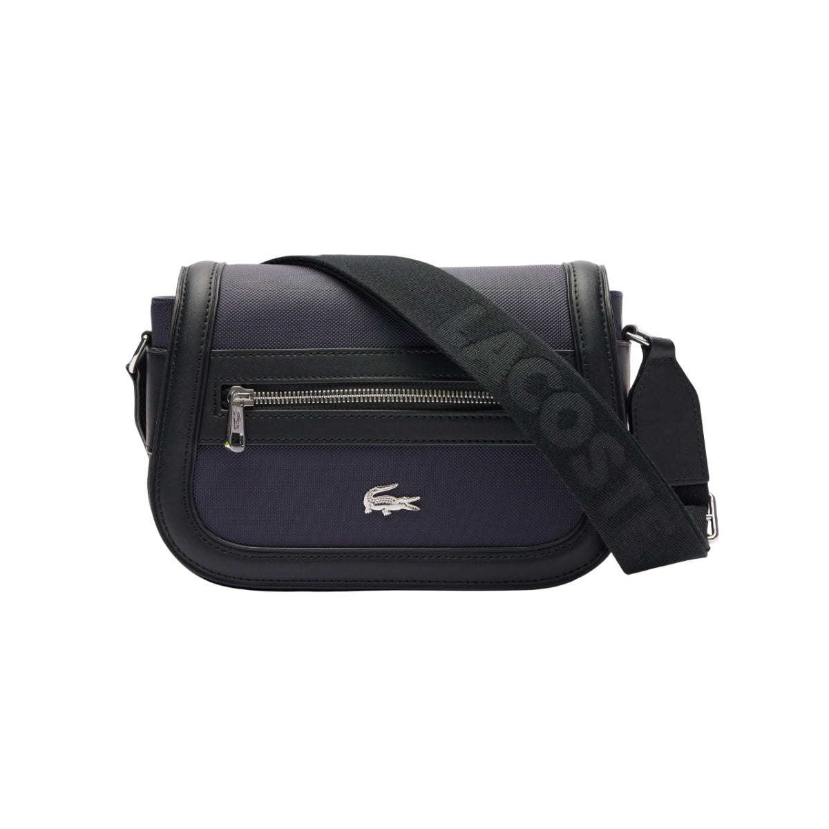 Lacoste Nilly Petit Women's Piqué Flap Close Bag with Handy Pockets - Blue/Black