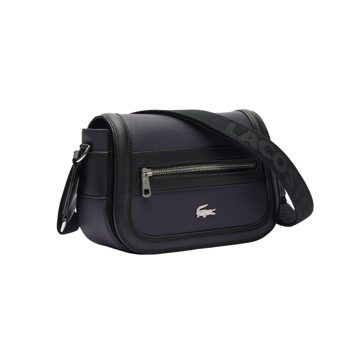 Lacoste Nilly Petit Women's Piqué Flap Close Bag with Handy Pockets - Blue/Black