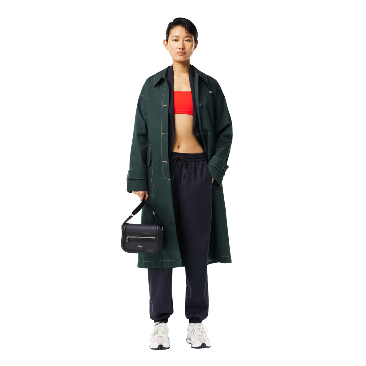 Lacoste Nilly Petit Women's Piqué Flap Close Bag with Handy Pockets - Blue/Black