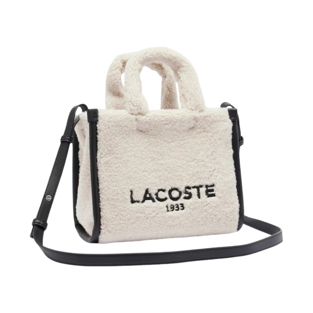 Lacoste Small Heritage Tote Bag with Adjustable Strap - Beige/Black