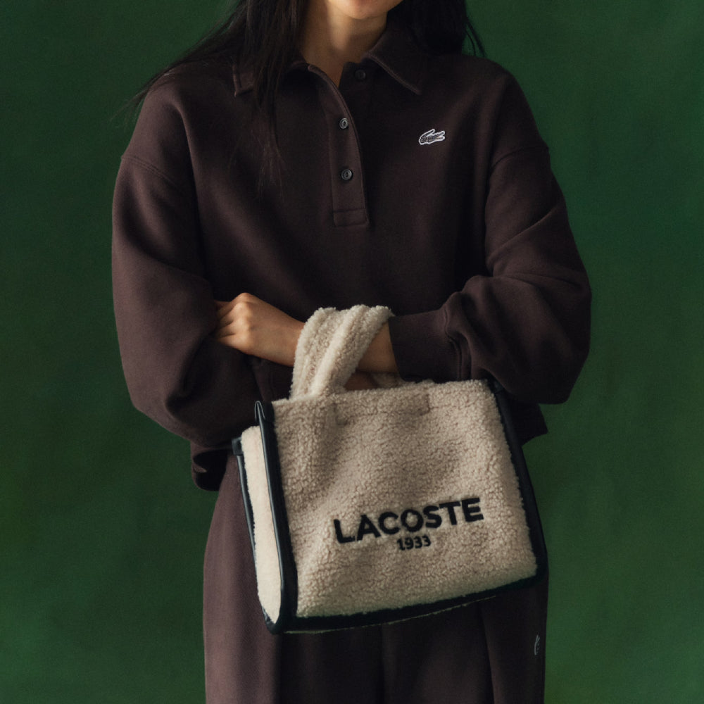 Lacoste Small Heritage Tote Bag with Adjustable Strap - Beige/Black