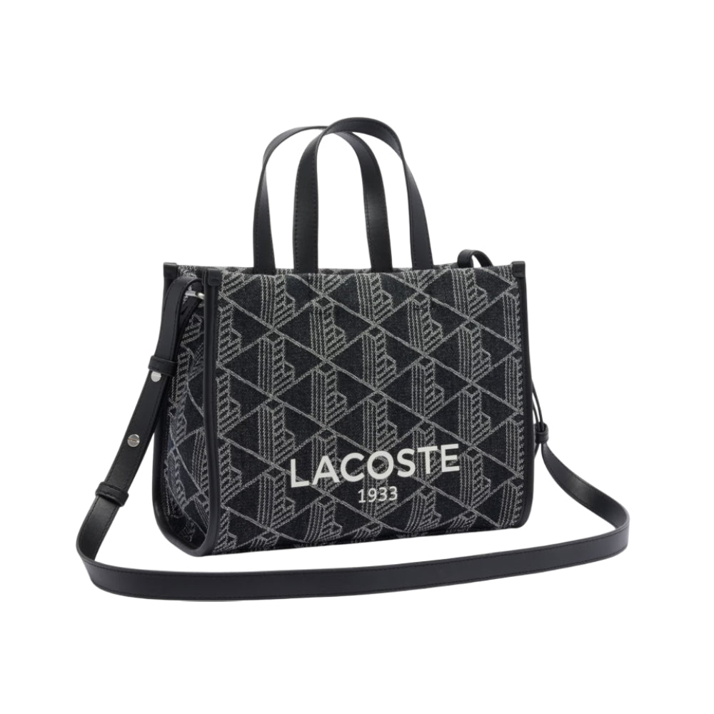 Lacoste Small Heritage Tote Bag With Adjustable Strap - Black/Gray