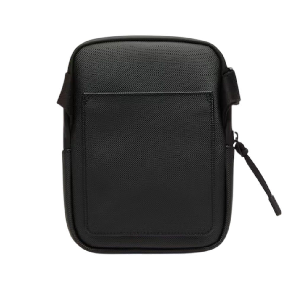 Lacoste Men's L.12.12 Branded Zippered Small Flat Bag - Black