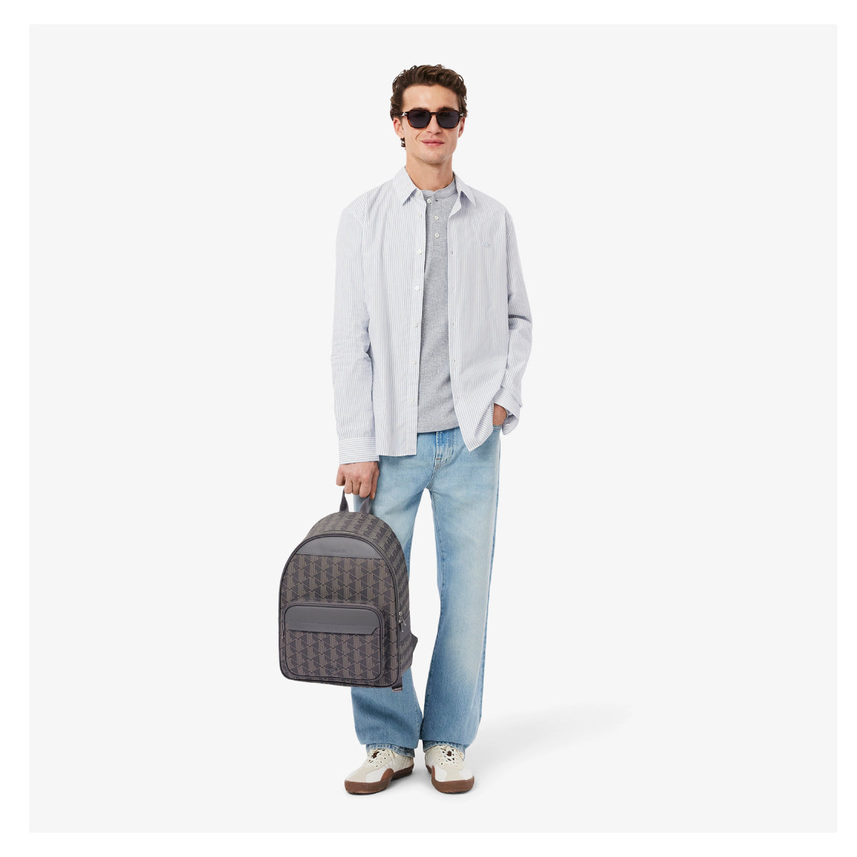 Lacoste Men's The Blend Backpack with Adjustable Strap - Gray