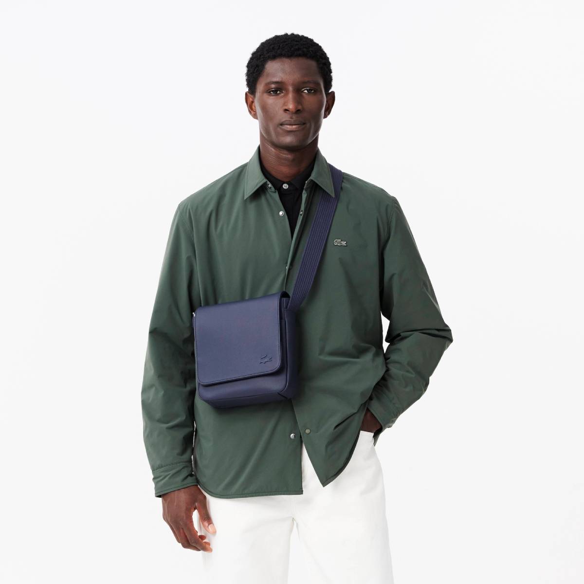 Lacoste Men's Classic Flap Close Crossbody Bag - Blue