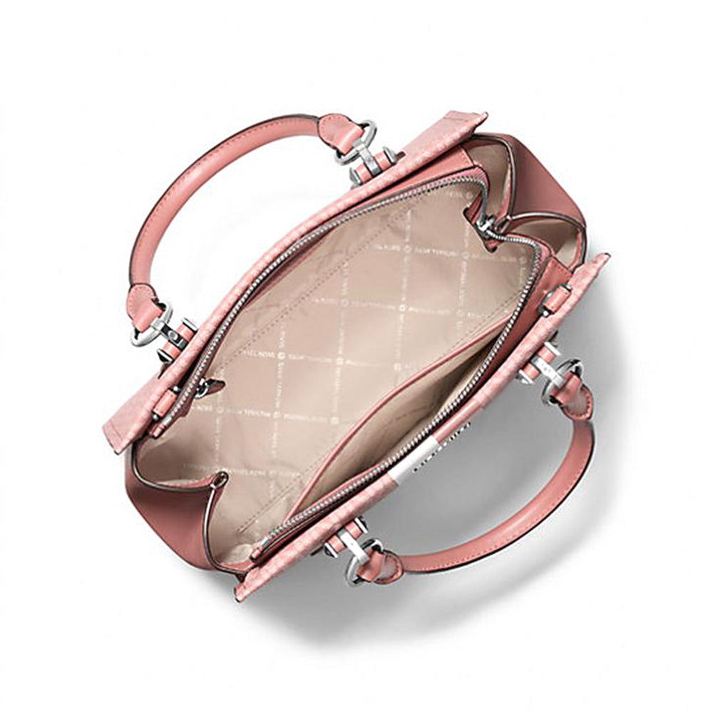 Michael Kors Marilyn Medium Signature Logo Stripe Satchel Bag - Pink