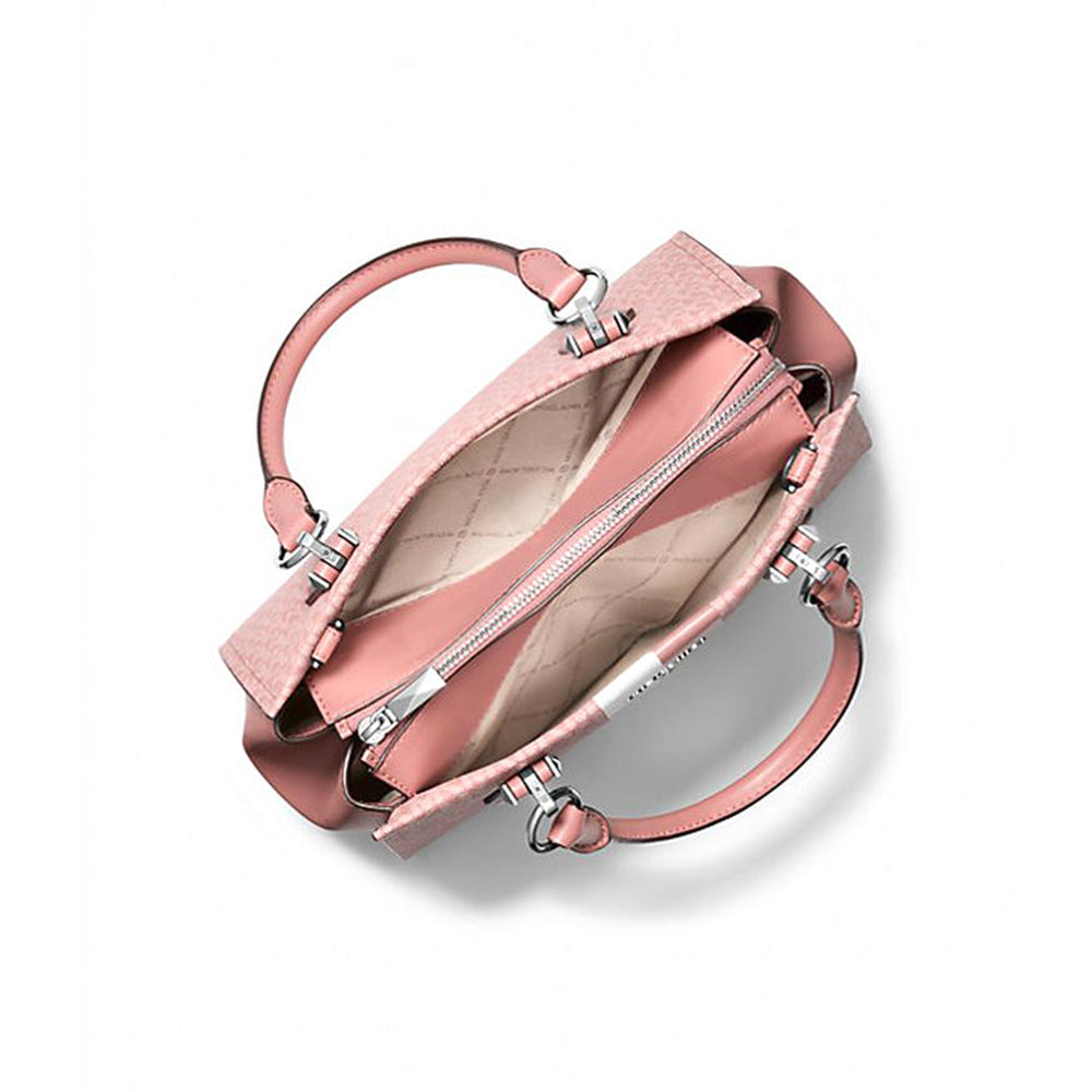 Michael Kors Marilyn Medium Signature Logo Stripe Satchel Bag - Pink