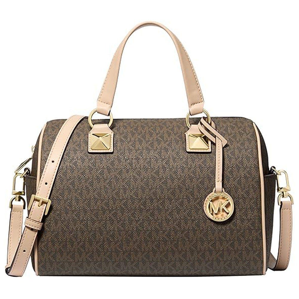 Michael Kors Grayson Medium Duffle Satchel Bag with Adjustable Strap - Brown