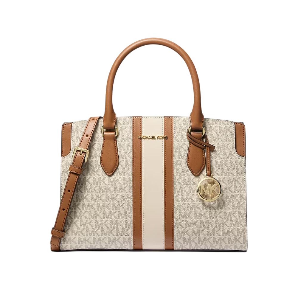 Michael Kors Women's Becca Medium Signature Logo Stripe Satchel Bag
