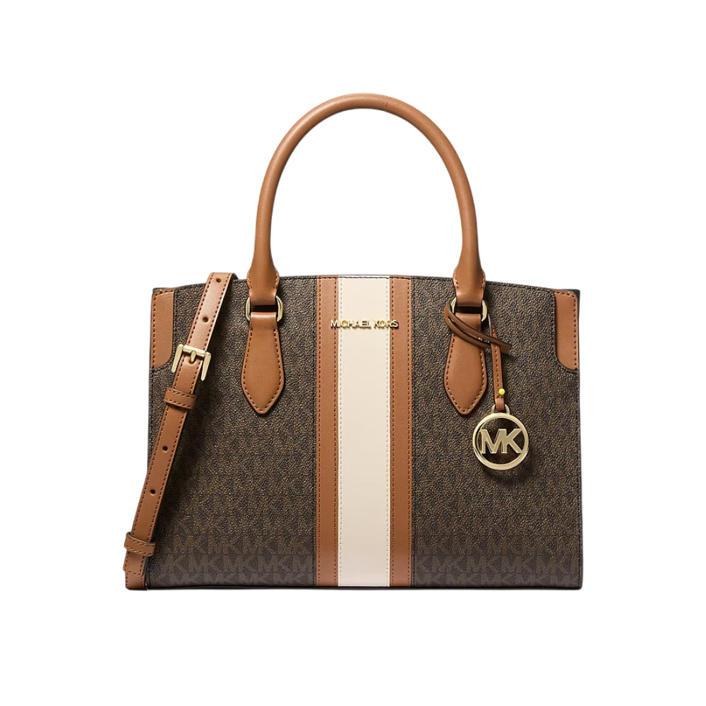 Michael Kors Women's Becca Medium Signature Logo Stripe Satchel Bag